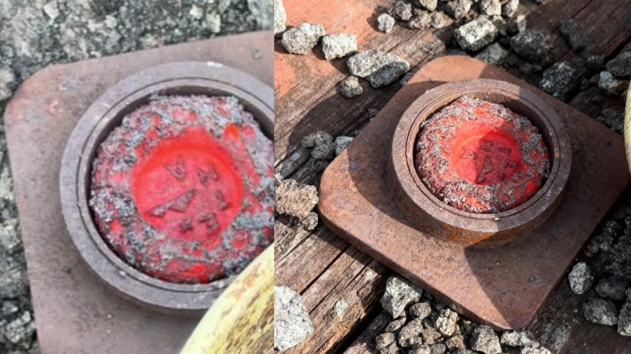 Produzione di portaceneri alla bocca effusiva da parte delle guide Un'arte rara e spettacolare: la lava, estratta direttamente dal canale lavico, viene modellata sul posto con abilità , nascono portaceneri unici, oggetti che raccontano la potenza del vulcano e la tradizione delle guide. Collaborazione tra la Cooperativa delle Guide di Etna Sud e le Guide Vulcanologiche Etna Nord"